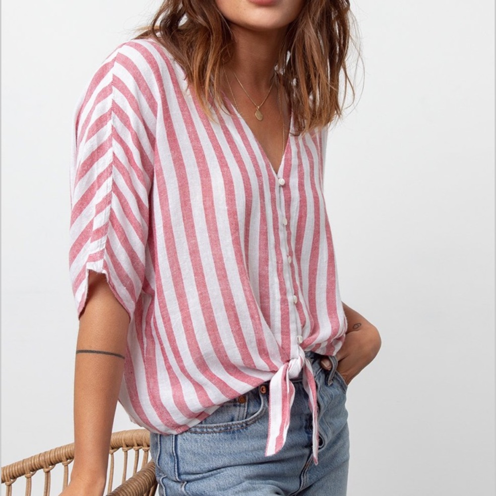‘Thea, carmine stripe’ Rails top